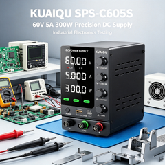 KUAIQU SPS-C605S 60V 5A 300W Precision DC Supply with 4-Digit Display for Industrial Electronics Testing