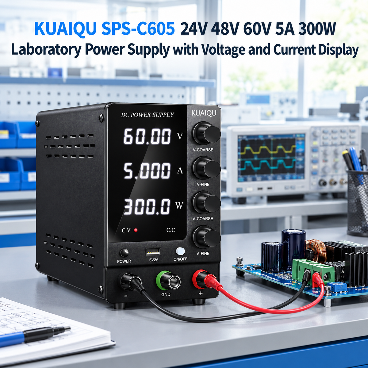 KUAIQU SPS-C605 24V 48V 60V 5A 300W Laboratory Power Supply with Voltage and Current Display