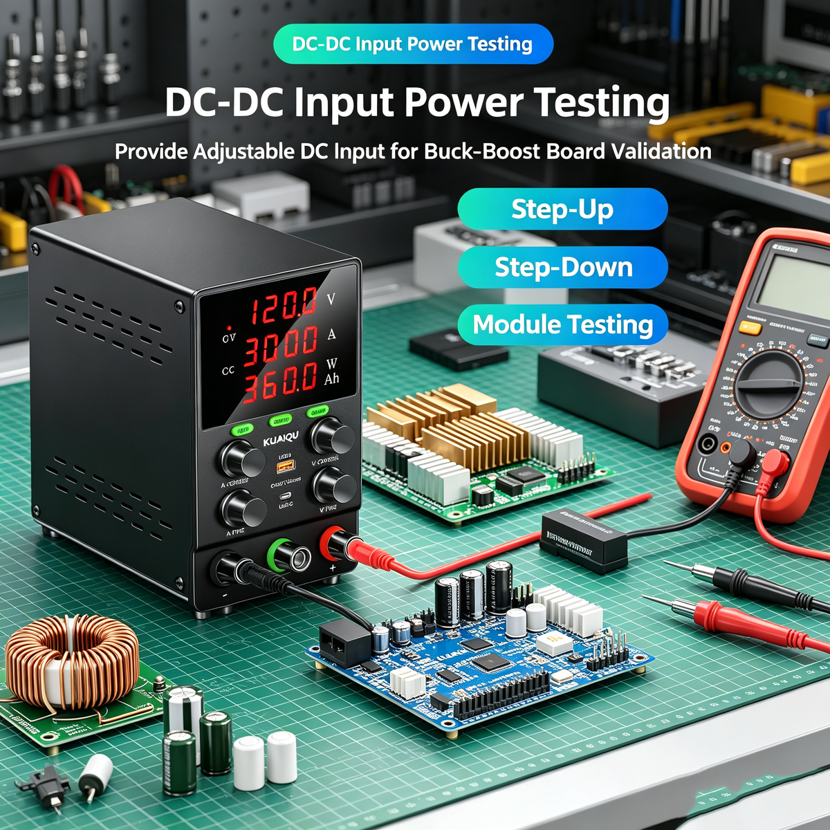 KUAIQU SPS1203C 120V 3A 360W DC Bench Power Supply for Buck-Boost Testing