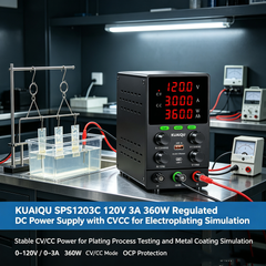 KUAIQU SPS1203C 120V 3A 360W Regulated DC Power Supply with CV/CC for Electroplating Simulation