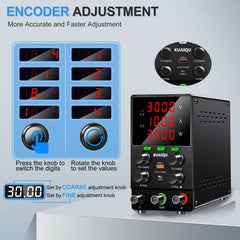 KUAIQU SPS3010S 30V 10A 300W Variable DC Supply with Precision Encoder for Motor Testing
