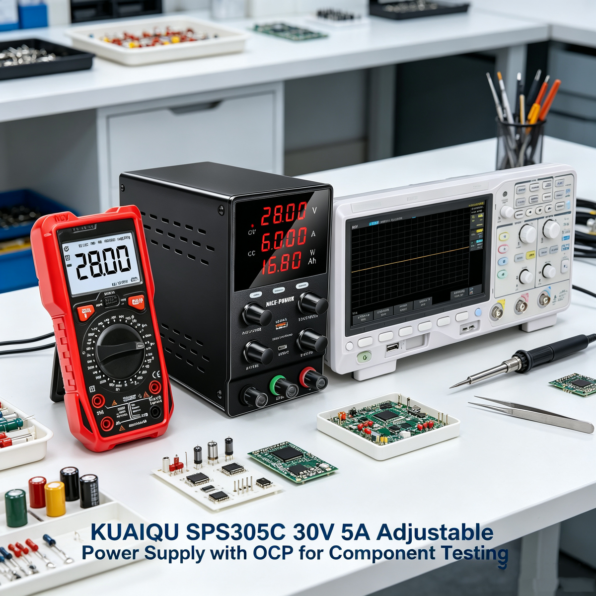 KUAIQU SPS305C 30V 5A Adjustable Power Supply with OCP for Component Testing
