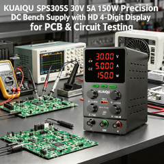 KUAIQU SPS305S 30V 5A 150W Precision DC Bench Supply with HD 4-Digit Display for PCB & Circuit Testing