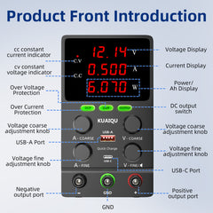 KUAIQU SPS605S 60V 5A 300W Regulated DC Power Supply with Encoder Control for Power Conversion Circuit Testing