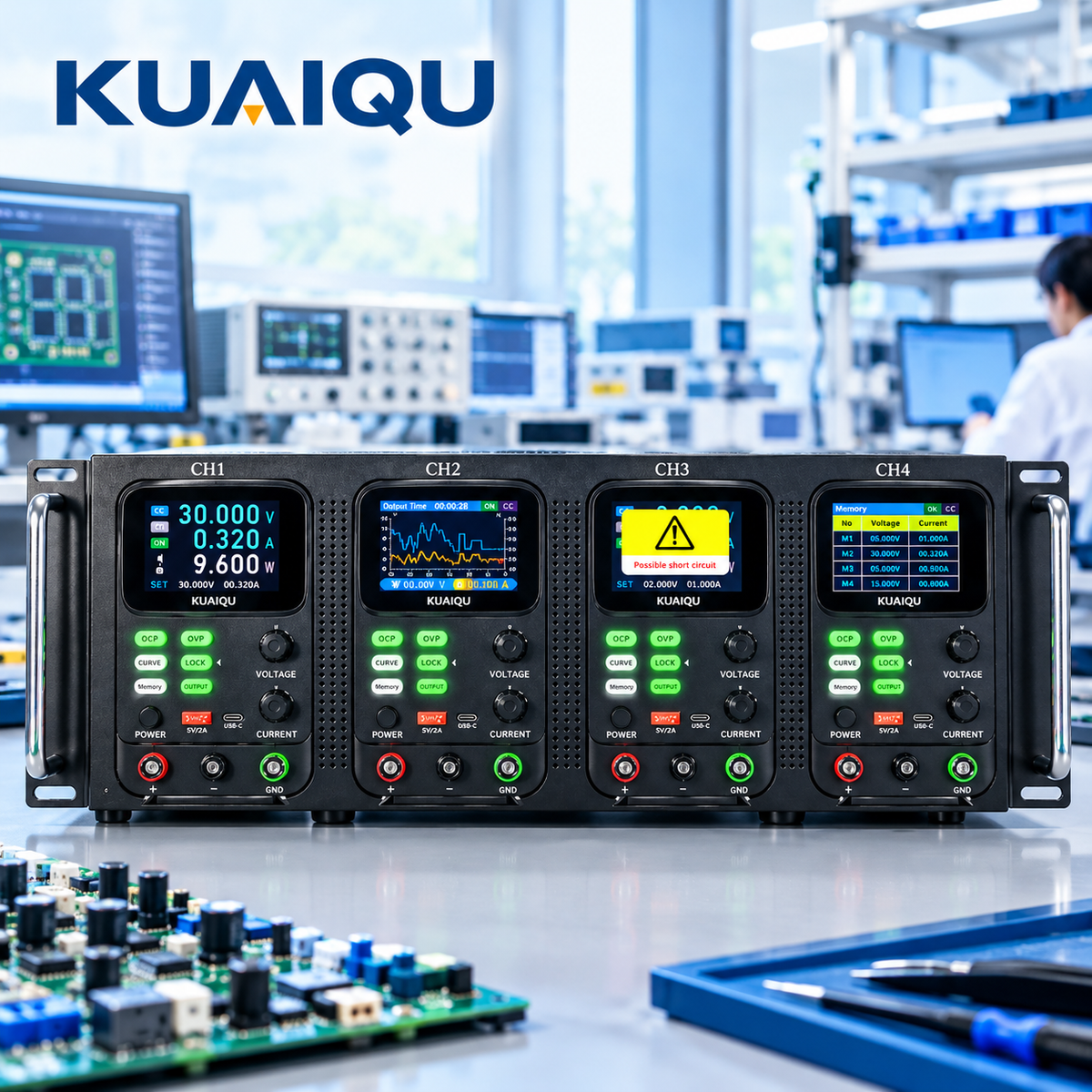 KUAIQU SPPS-K605R-4KD 60V 5A 4-Channel Programmable DC Power Supply for PCB Functional Verification