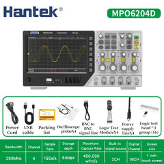 Hantek MPO6104D MPO6204D Digital Oscilloscope 4CH-Fluorescent Screen Oscilloscope 100MHz 200MHz for Pro Multi-Signal Testing