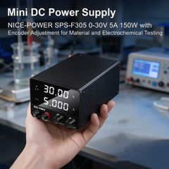 Mini DC Power Supply NICE-POWER SPS-F305 0-30V 5A 150W with Encoder Adjustment for Material and Electrochemical Testing