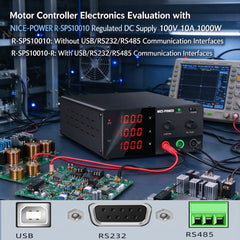 Motor Controller Electronics Evaluation with NICE-POWER R-SPS10010 Regulated DC Supply 100V 10A 1000W