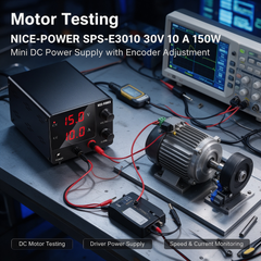 Motor Testing NICE-POWER SPS-E3010 30V 10A 150W Mini DC Power Supply with Encoder Adjustment