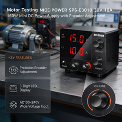 Motor Testing NICE-POWER SPS-E3010 30V 10A 150W Mini DC Power Supply with Encoder Adjustment