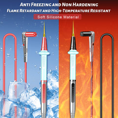 Cables de prueba para multímetro de 20 A y 1000 V con sondas extraíbles chapadas en oro, cables de silicona de 110 cm para pruebas eléctricas