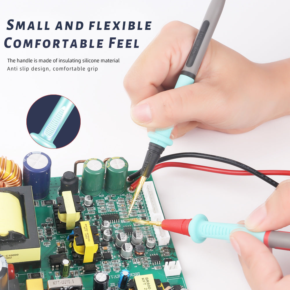 20A 1000V Multimeter Test Leads with Removable Gold-Plated Probes, 110cm Silicone Cables for Electrical Testing