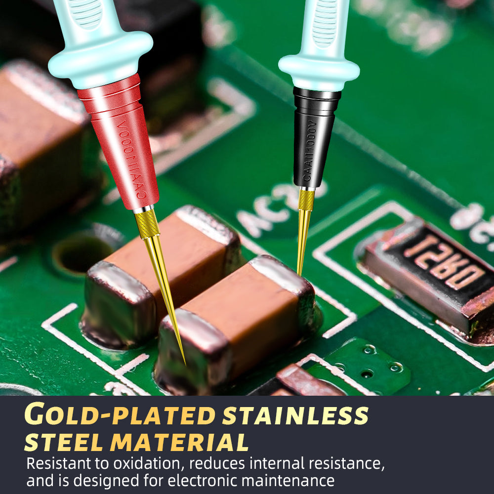 20A 1000V Multimeter Test Leads with Removable Gold-Plated Probes, 110cm Silicone Cables for Electrical Testing