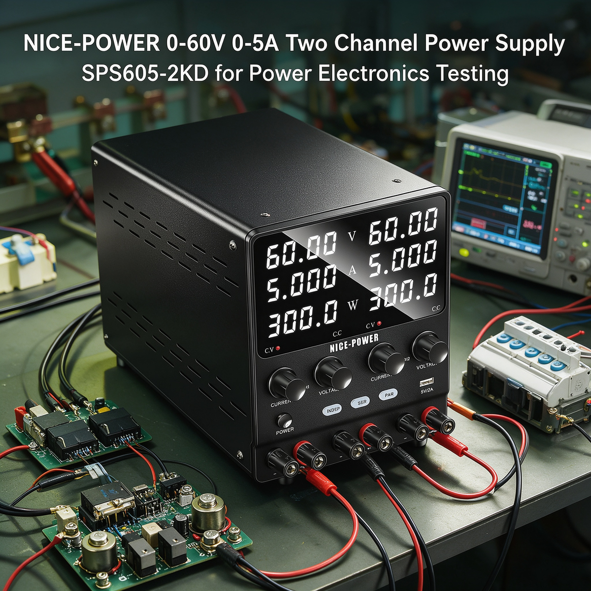 NICE-POWER 0-60V 0-5A Two Channel Power Supply SPS605-2KD for Power Electronics Testing