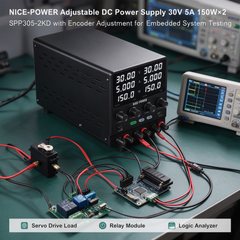 NICE-POWER Adjustable DC Power Supply 30V 5A 150W×2 SPS305-2KD with Encoder Adjustment for Embedded System Testing