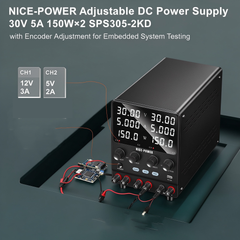 NICE-POWER Adjustable DC Power Supply 30V 5A 150W×2 SPS305-2KD with Encoder Adjustment for Embedded System Testing