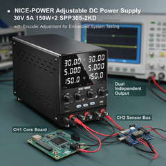 NICE-POWER Adjustable DC Power Supply 30V 5A 150W×2 SPS305-2KD with Encoder Adjustment for Embedded System Testing