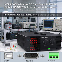 NICE-POWER Adjustable DC Power Supply R-SPS3040 0-30V 0-40A 1200W for Power Electronics Development