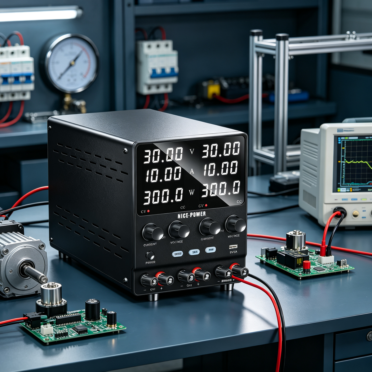 NICE-POWER DC Motor Testing Laboratory Power Supply SPS3010-2KD 0-30V 0-10A 300W×2 Dual Output Bench Supply