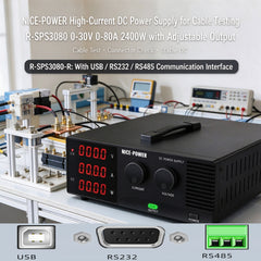 NICE-POWER High-Current DC Power Supply for Cable Testing R-SPS3080 0-30V 0-80A 2400W with Adjustable Output