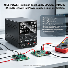 NICE-POWER Precision Test Supply SPS1203-2KD 120V 3A 360W×2 for Power Supply Design Verification