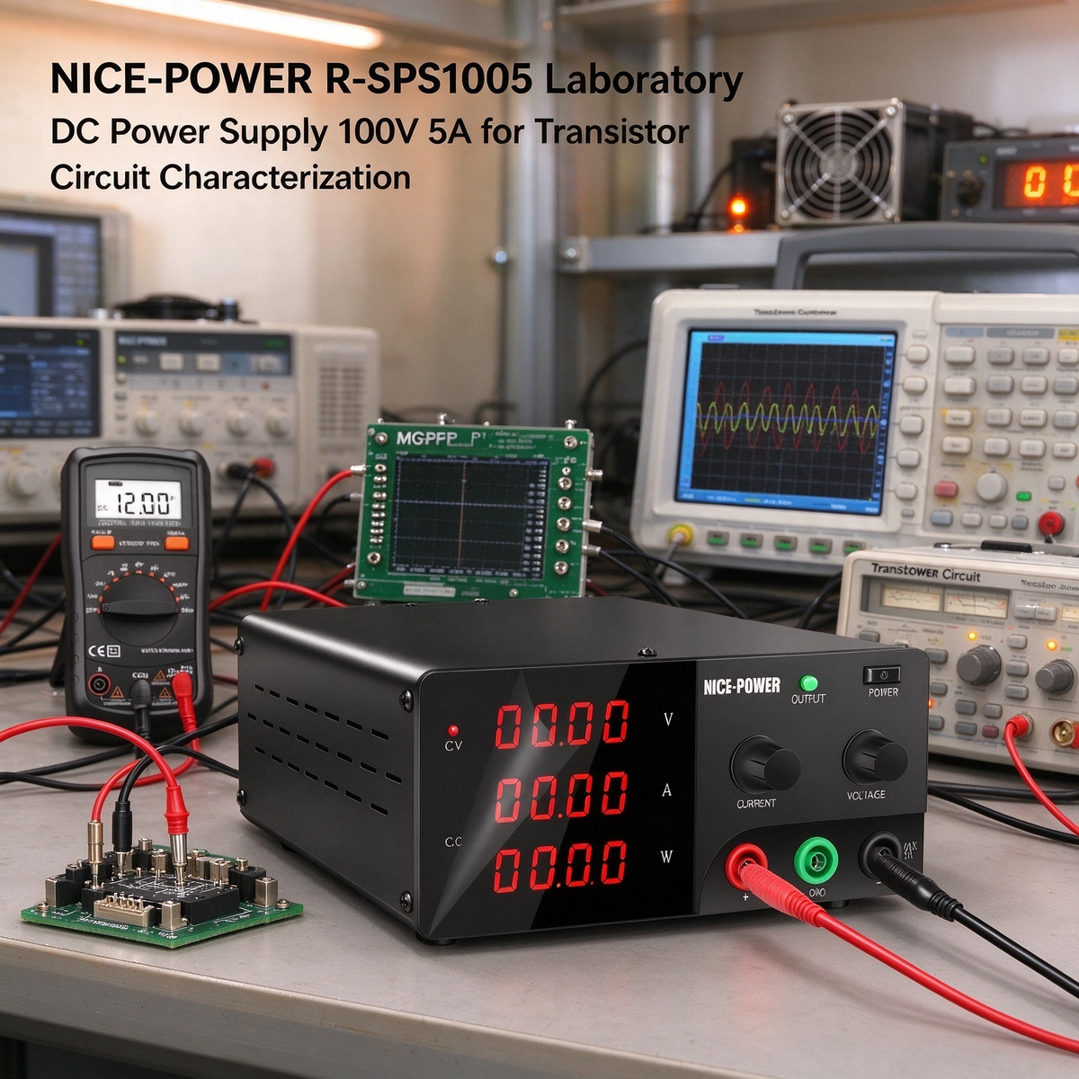 NICE-POWER R-SPS1005 Laboratory DC Power Supply 100V 5A for Transistor Circuit Characterization