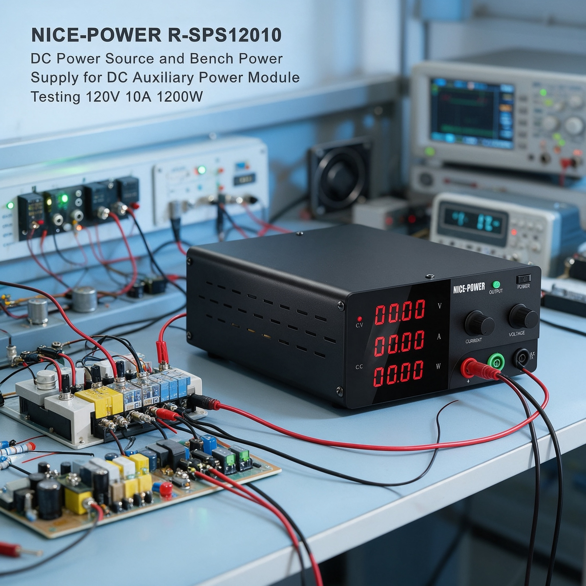 NICE-POWER R-SPS12010 DC Power Source and Bench Power Supply for DC Auxiliary Power Module Testing 120V 10A 1200W