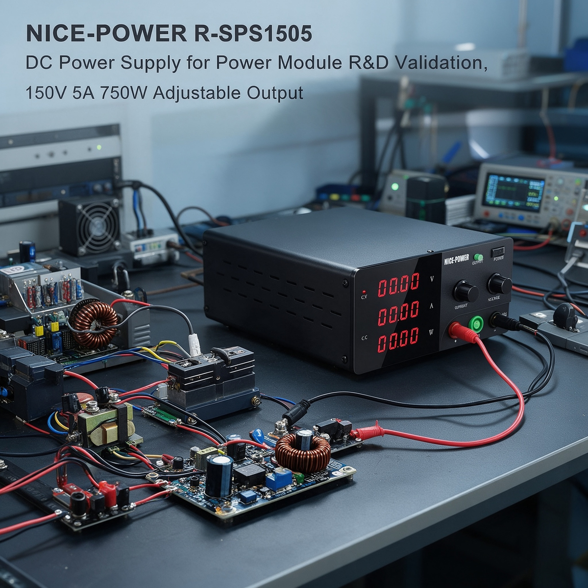 NICE-POWER R-SPS1505 DC Power Supply for Power Module R&D Validation, 150V 5A 750W Adjustable Output
