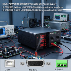 NICE-POWER R-SPS2003 Variable DC Power Supply for Power Management Circuit Evaluation, 0-200V 0-3A 600W