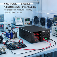 NICE-POWER R-SPS2005 Adjustable DC Power Supply for Electronic Module Testing, 0-200V 0-5A 1000W