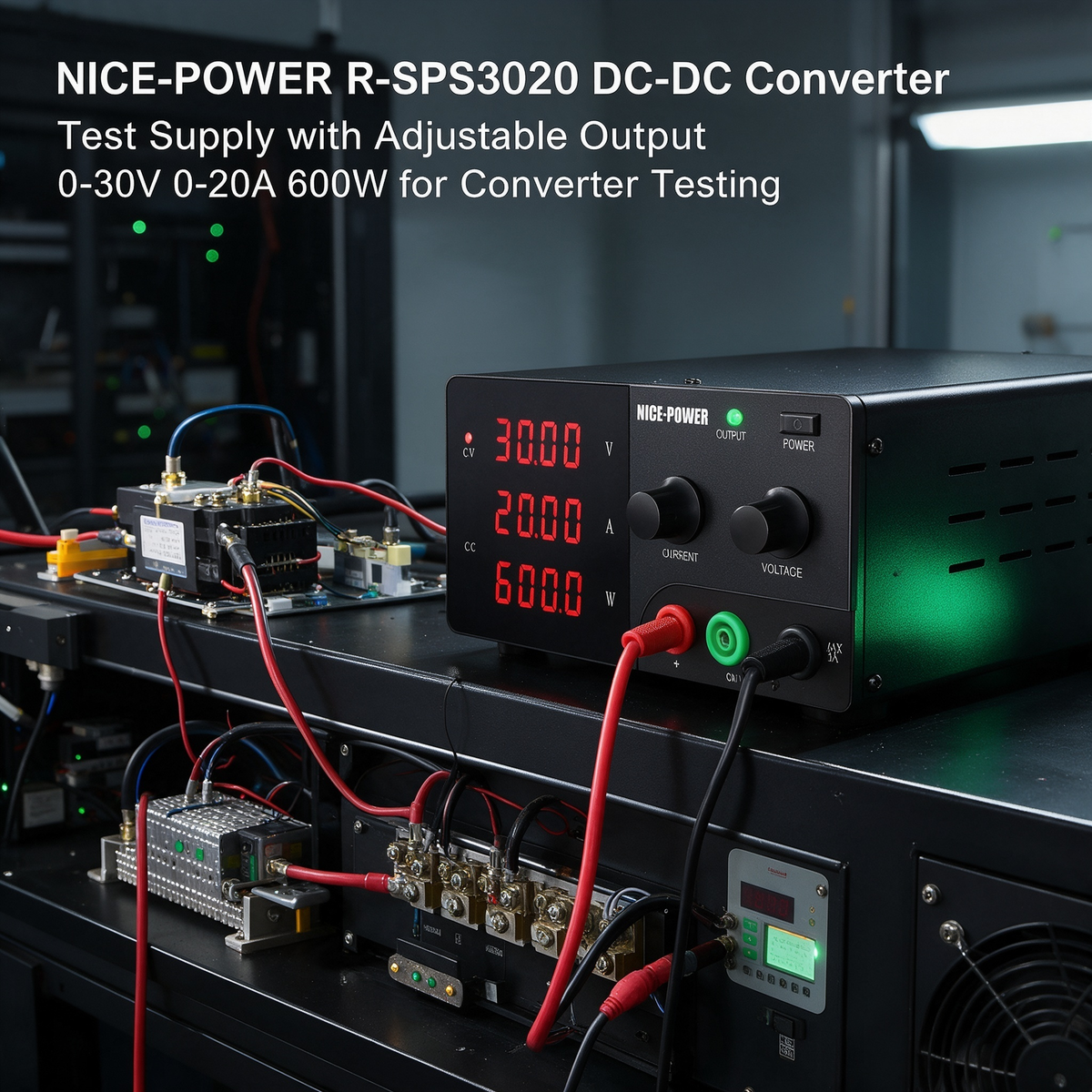 NICE-POWER R-SPS3020 DC-DC Converter Test Supply with Adjustable Output 0-30V 0-20A 600W for Converter Testing