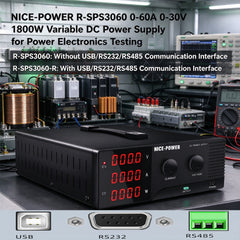 NICE-POWER R-SPS3060 0-60A 0-30V 1800W Variable DC Power Supply for Power Electronics Testing