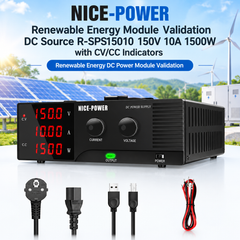 NICE-POWER Renewable Energy Module Validation DC Source R-SPS15010 150V 10A 1500W with CV/CC Indicators