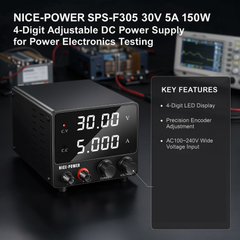NICE-POWER SPS-F305 30V 5A 150W 4-Digit Adjustable DC Power Supply for Power Electronics Testing