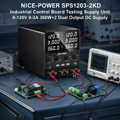 NICE-POWER SPS1203-2KD Industrial Control Board Testing Supply Unit 0-120V 0-3A 360W×2 Dual Output DC Supply