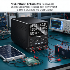 NICE-POWER SPS605-2KD Renewable Energy Equipment Testing Test Power Unit 0-60V 0-5A 300W×2 Dual Output