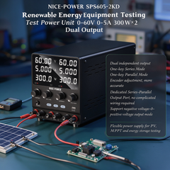 NICE-POWER SPS605-2KD Renewable Energy Equipment Testing Test Power Unit 0-60V 0-5A 300W×2 Dual Output