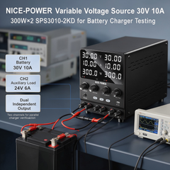 NICE-POWER Variable Voltage Source 30V 10A 300W×2 SPS3010-2KD for Battery Charger Testing