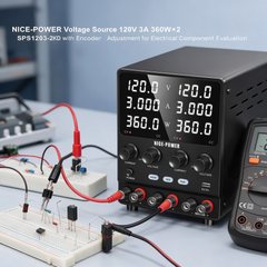 NICE-POWER Voltage Source 120V 3A 360W×2 SPS1203-2KD with Encoder Adjustment for Electrical Component Evaluation