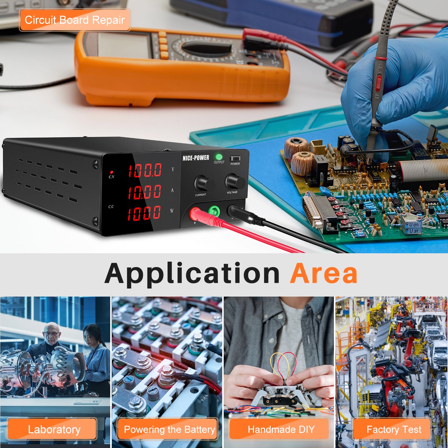 Nice Power 100V 5A 10A DC High Power Supply Application Area