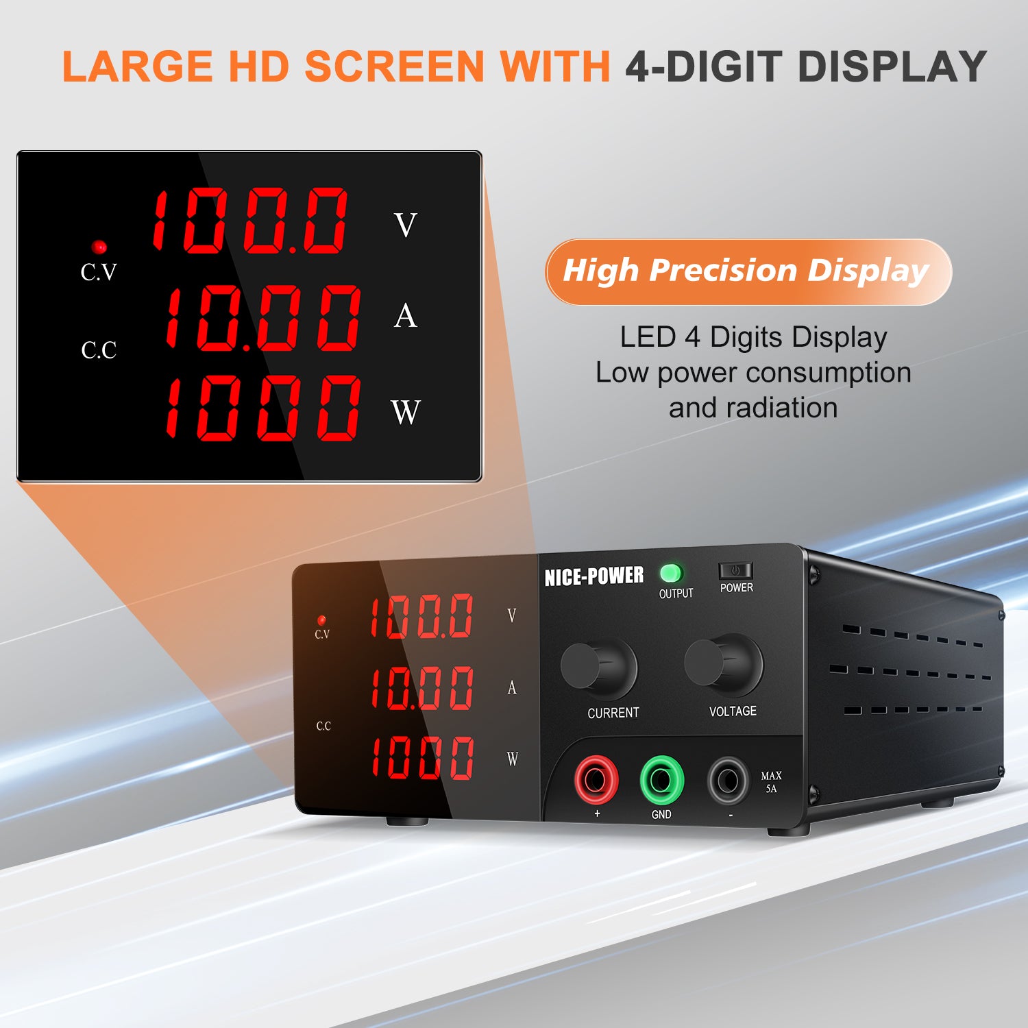 Nice Power 100V 5A 10A DC High Power Supply with High Precision Display