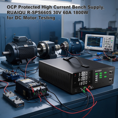 OCP Protected High Current Bench Supply, KUAIQU R-SPS3060S 30V 60A 1800W for DC Motor Testing