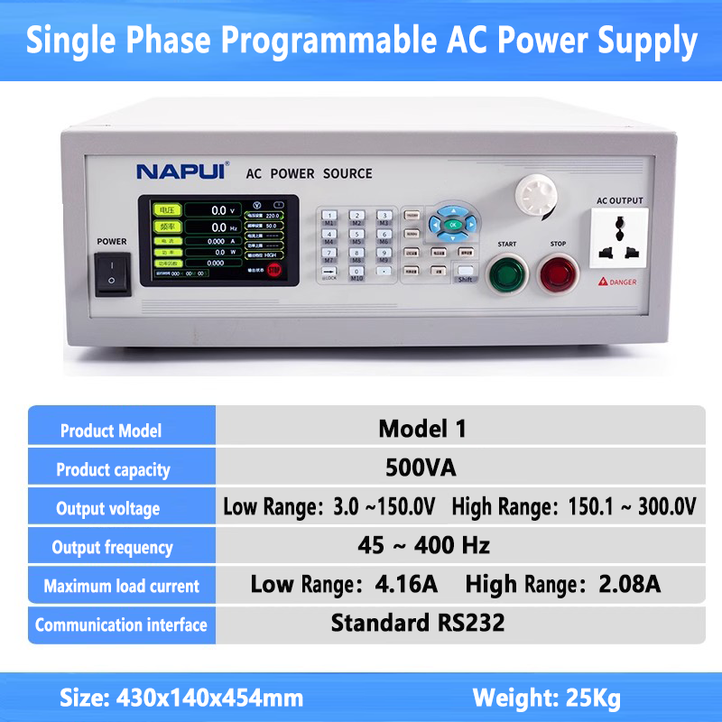 Single Phase AC Power Supply 500W 1kW 400Hz 500VA 1000VA Programmable Control Variable Frequency AC Power Source RS232