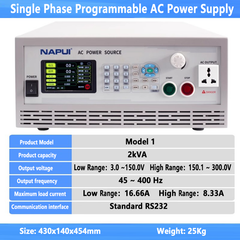 AC Power Supply 45HZ-400HZ 2KW 3KW 2KVA 3KVA Programmable Control Variable Frequency AC Power Source Single Phase Adjustable Converter