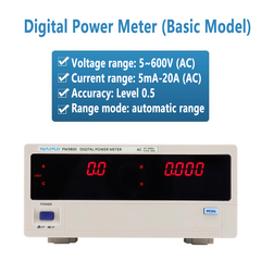 Digital Power Meter Bench TRMS Alarm Communication AC 5V ~ 600V 5mA ~ 20A 0.1W ~ 12kW automatic range Single - phase Electric Energy Tester