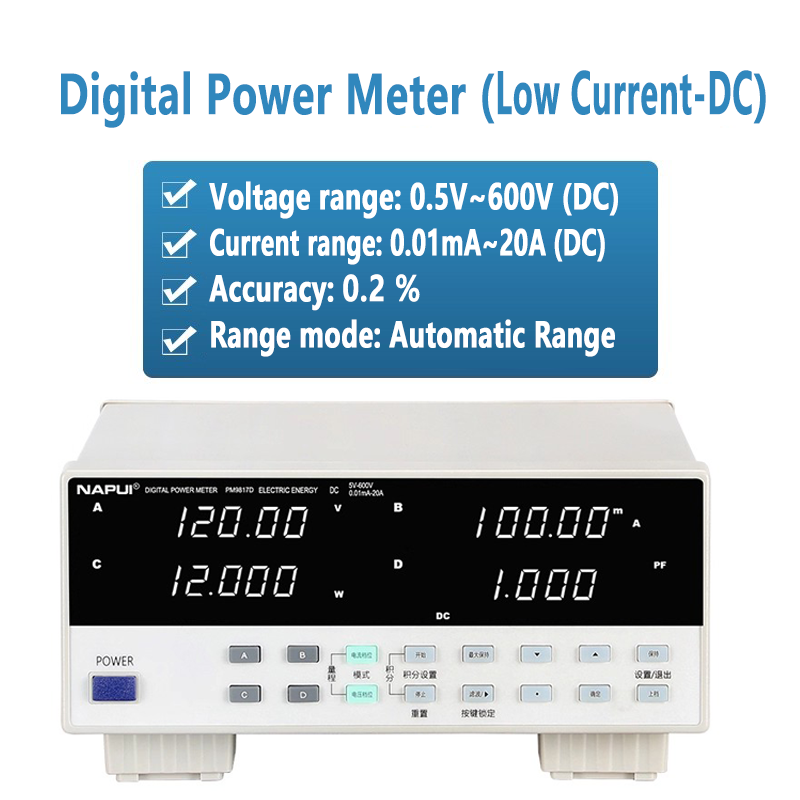 Digital Power Meter 600V 20A 12kW 400Hz 2kHz High-accuracy Bench TRMS AC / DC Voltage Current Power Factor Tester Electrical parameter measurement