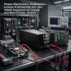 Power Electronics Evaluation — KUAIQU R-SPS6030S 60V 30A 1800W Regulated DC Supply and Bench Power Source