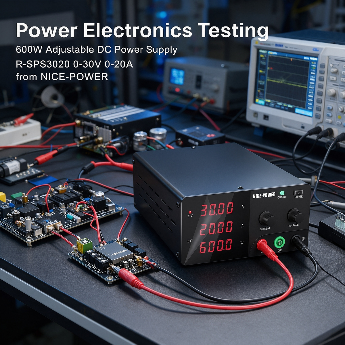 Power Electronics Testing 600W Adjustable DC Power Supply R-SPS3020 0-30V 0-20A from NICE-POWER