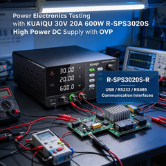 Power Electronics Testing with KUAIQU 30V 20A 600W R-SPS3020S High Power DC Supply with OVP