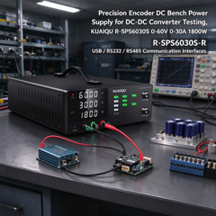 Precision Encoder DC Bench Power Supply for DC-DC Converter Testing, KUAIQU R-SPS6030S 0-60V 0-30A 1800W